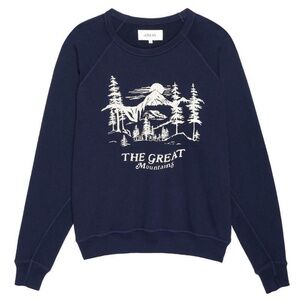 The Great The College Sweatshirt w/Mountains (LIKE NEW), size 3/L, True Navy